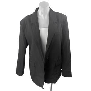 Zara Women's Black Long Sleeve One Button Notch Lapel Blazer Coat Jacket Size L